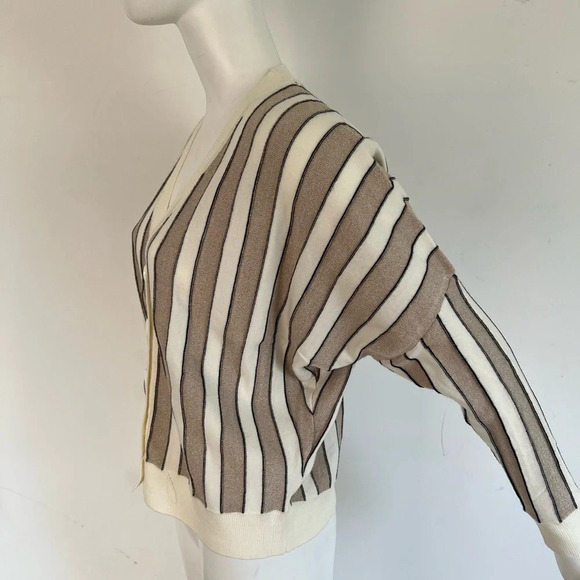 BiancoNero Women's Long Sleeve Button Up Stripped Viscose Blend Cardigan… - Picture 2 of 9
